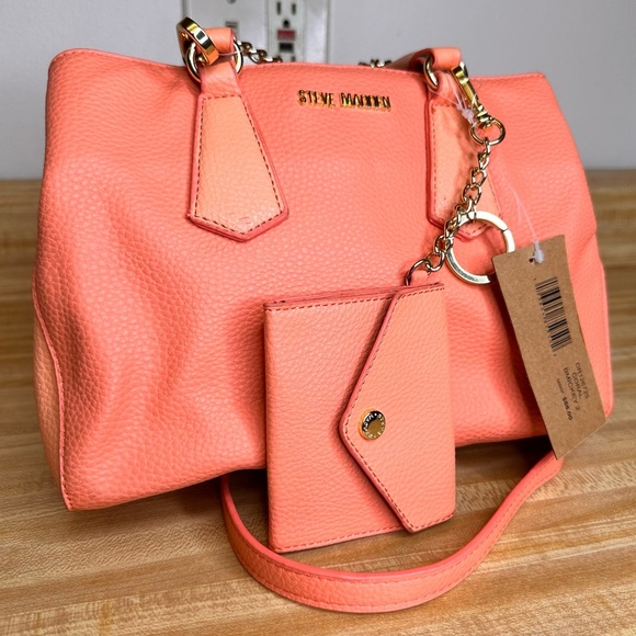 Steve Madden Handbags - NWT Steve Madden Crossbody Purse Pink Coral Women's W/ Wallet Handbag Tote Bag